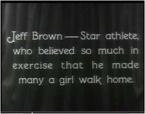 Character exposition via subtitle, in Buster Keaton's <i>College</i> (1927)
