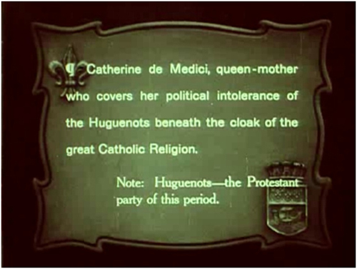Silent film subtitle with explanatory footnote, Intolerance (1916)
