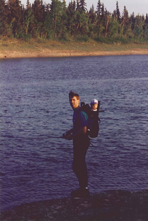 Milton fishing with Charae, Northwest Territories