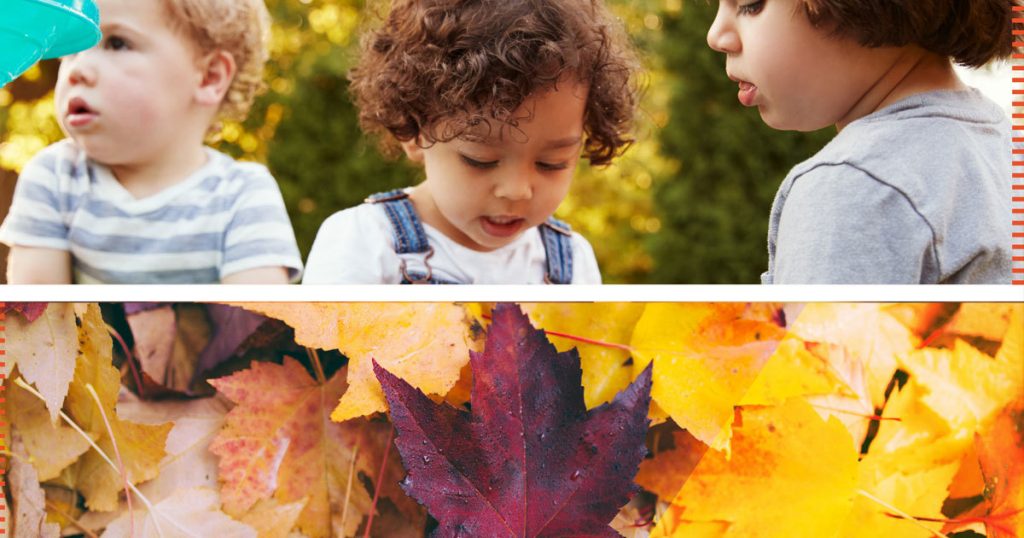 Children and brightly coloured leaves