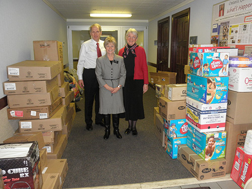 Three Latter-day Saints Relief Society volunteers