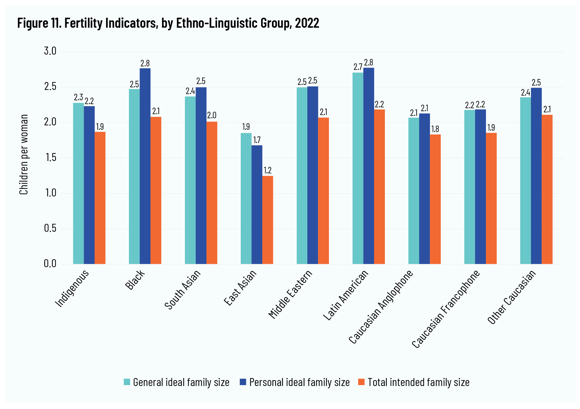 Figure 11. Fertility Indicators, by Ethno-Linguistic Group, 2022