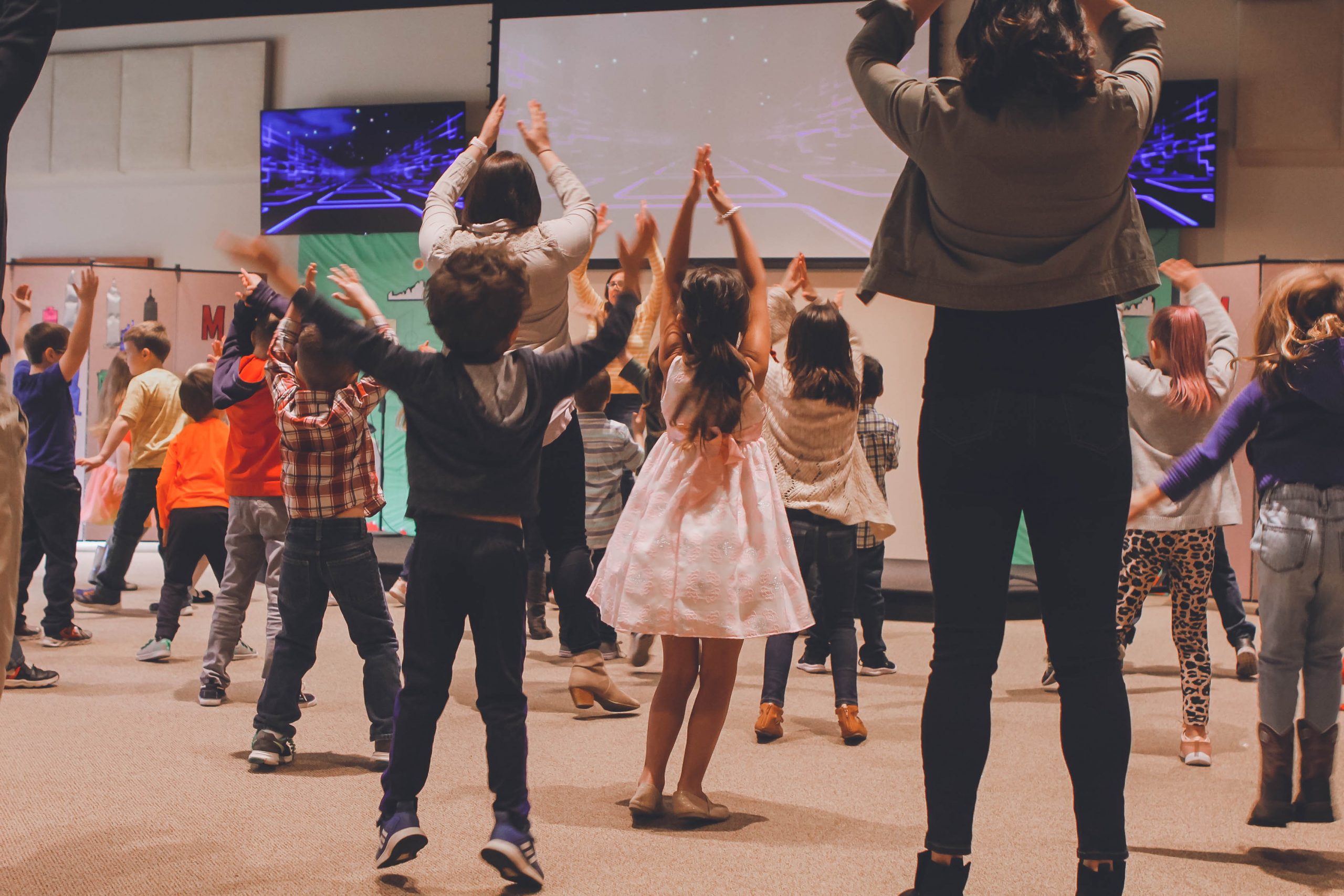 Kids participating in a dance class