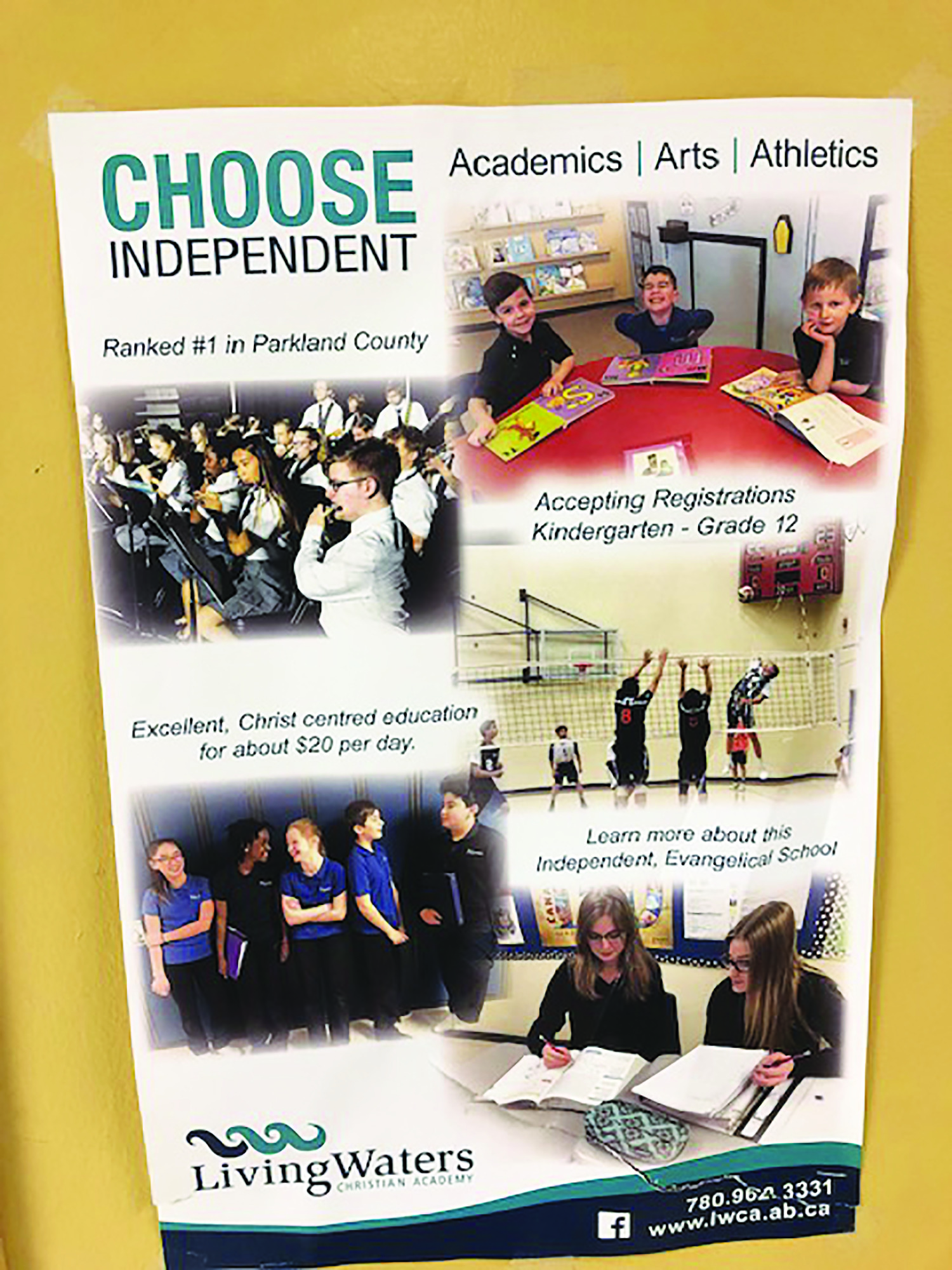 Promotional poster to encourage school registrations in the community