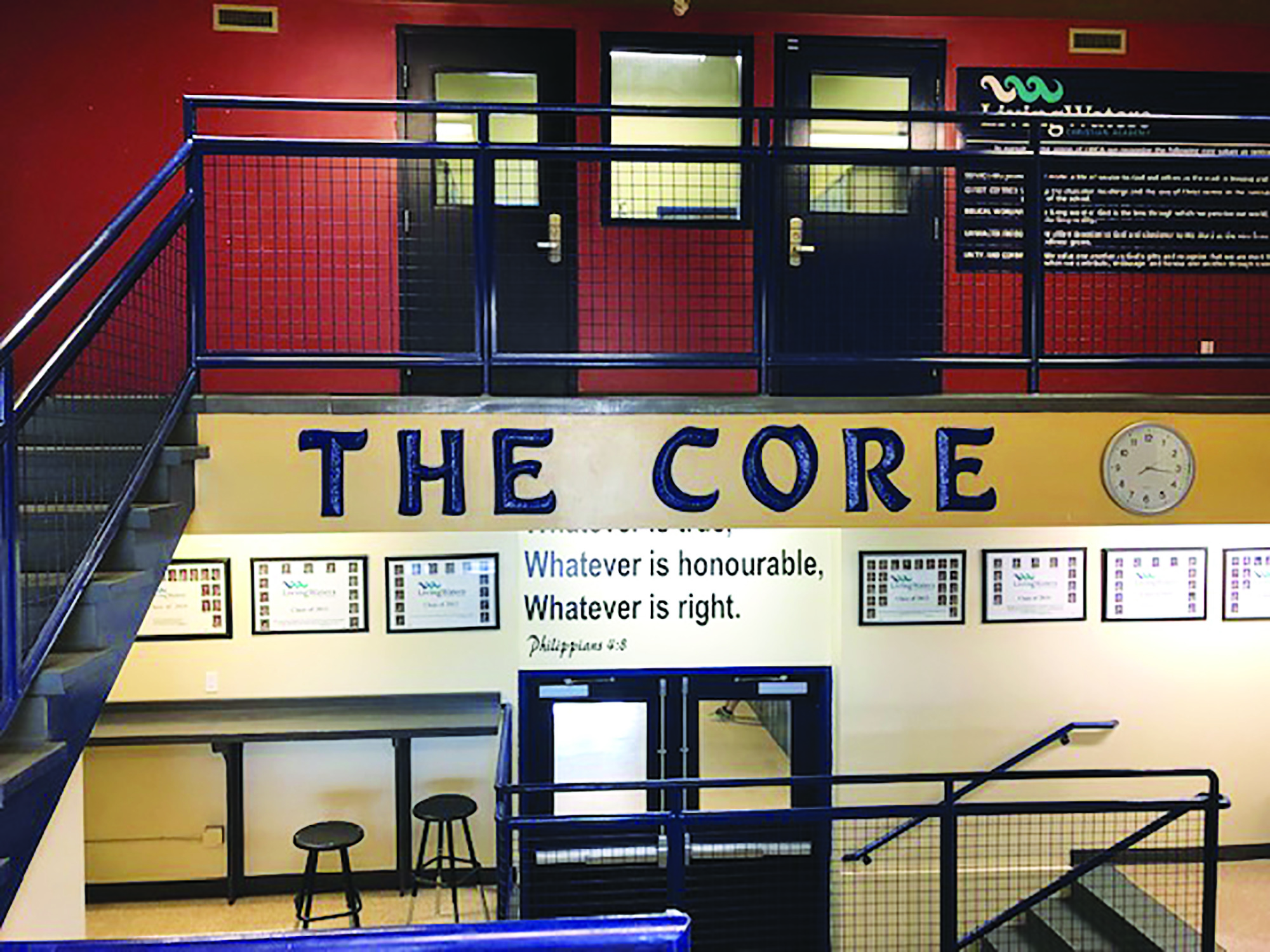 Reminders of the school’s mission and mandate are visible and prominent.